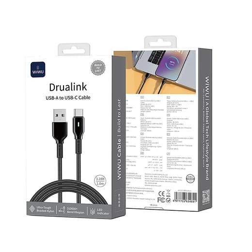 USB-A to USB-C Braided Charging Cable