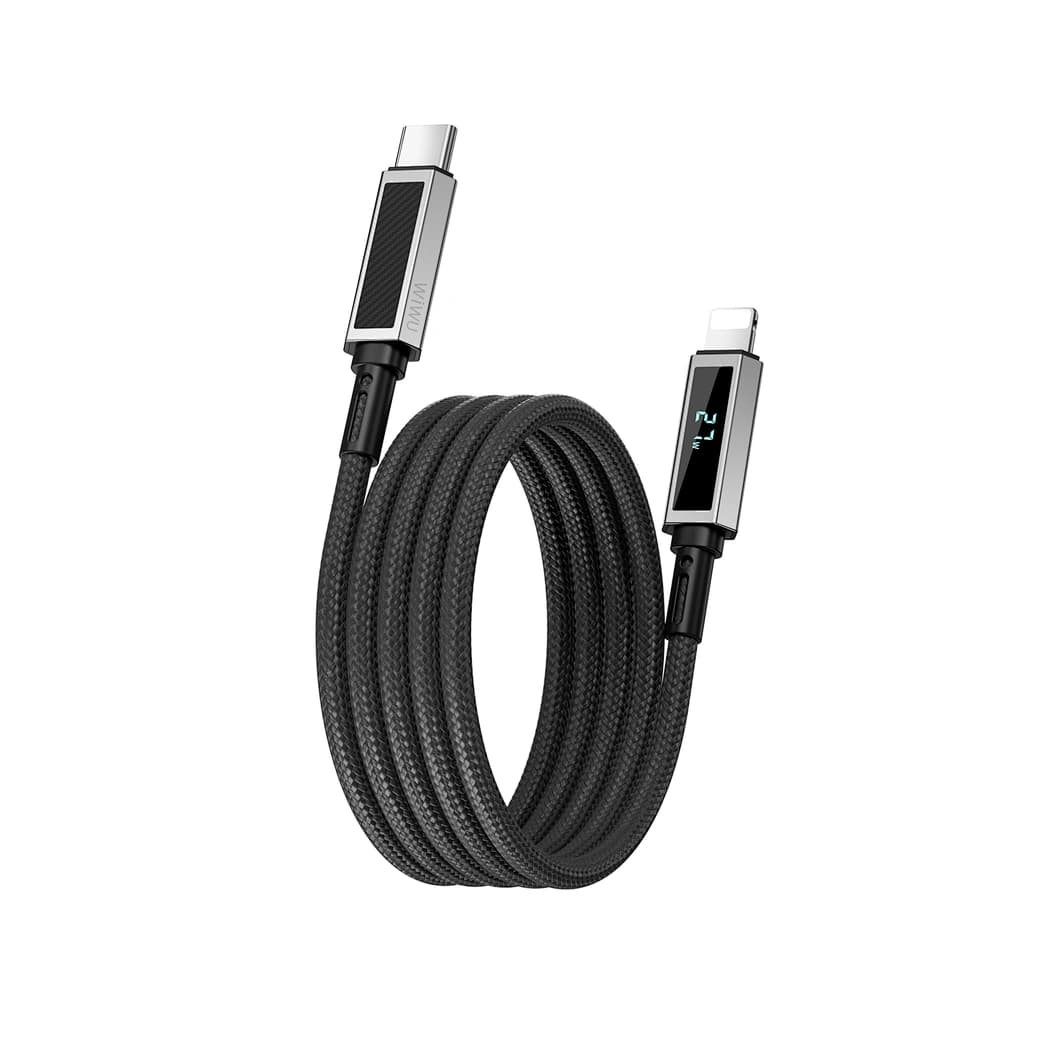Braided USB-C to Lightning Charging Cable with LED Display