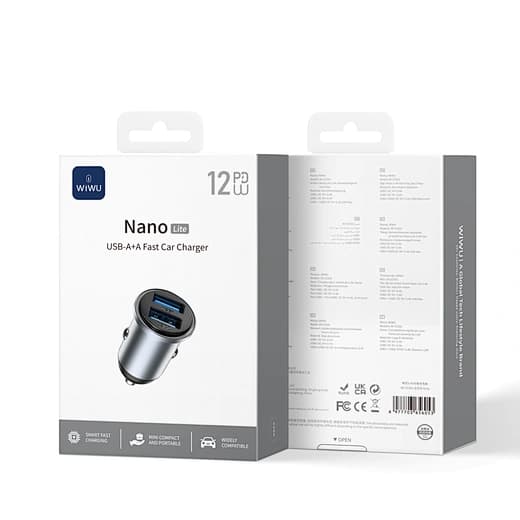 WiWU Wi-CC031 12W Nano Lite 2A Fast Car Charger - Gray