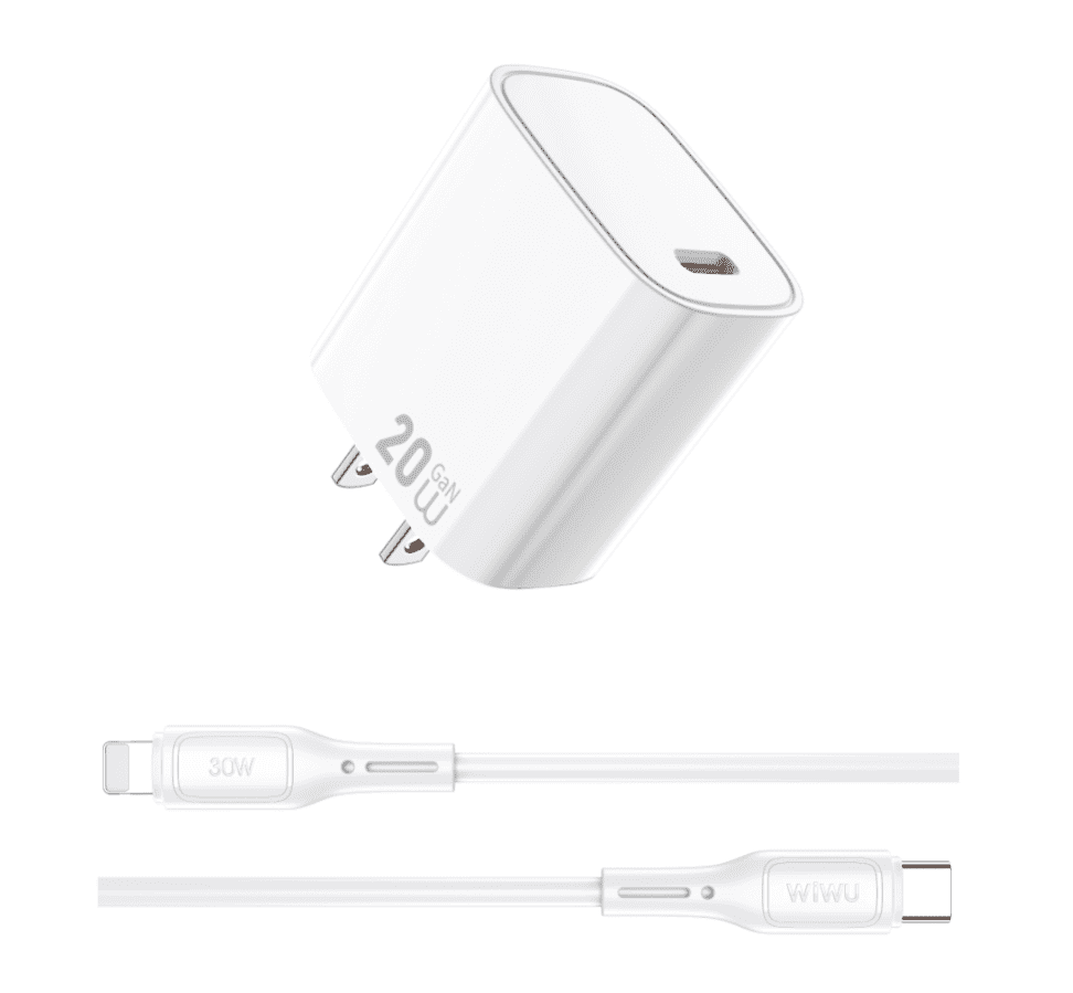 WiWU WI-G007 20W GaN USB-C Charger with USB-C to Lightning Cable