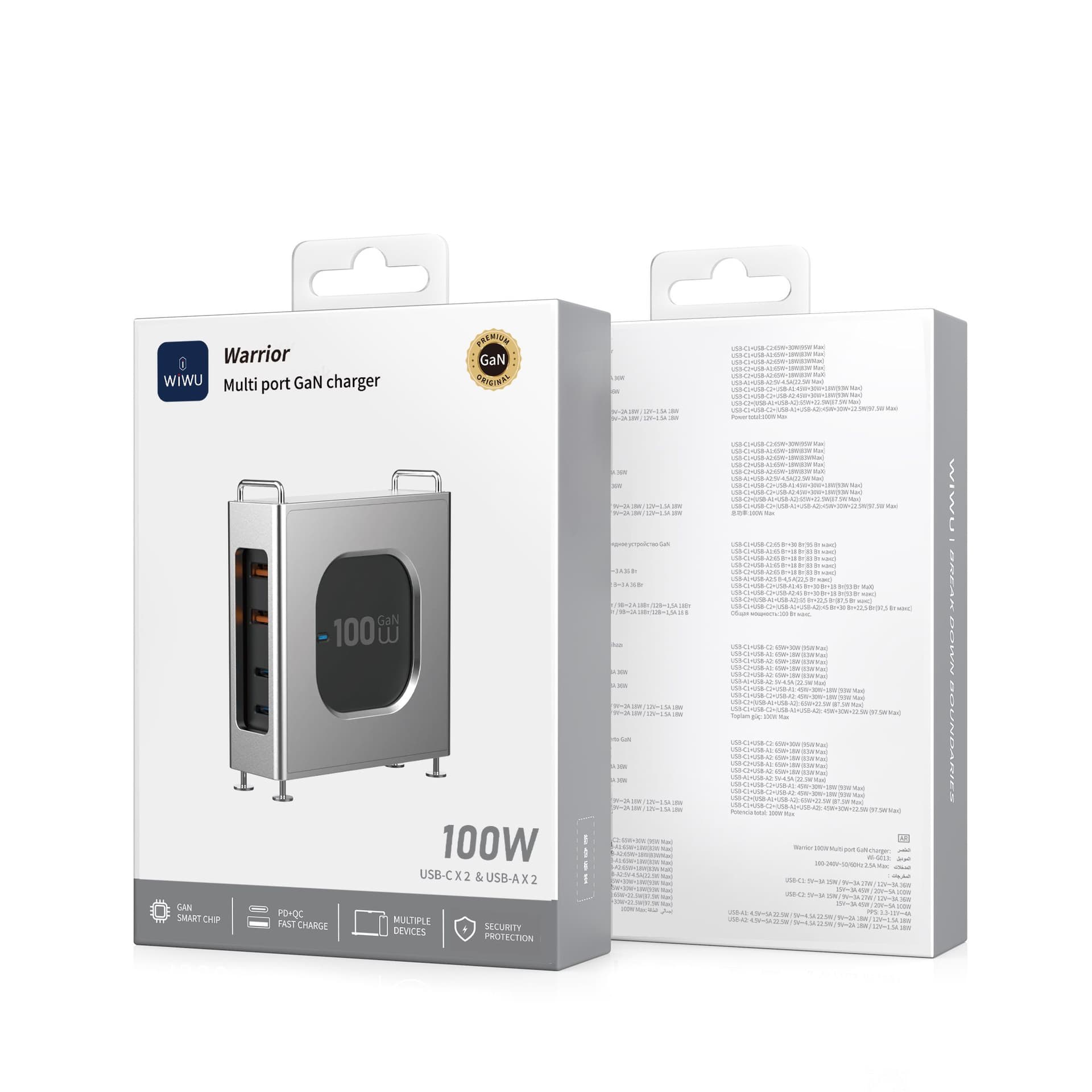 WiWU WI-G013 Warrior 100W Multi-Port GaN Charger - Black