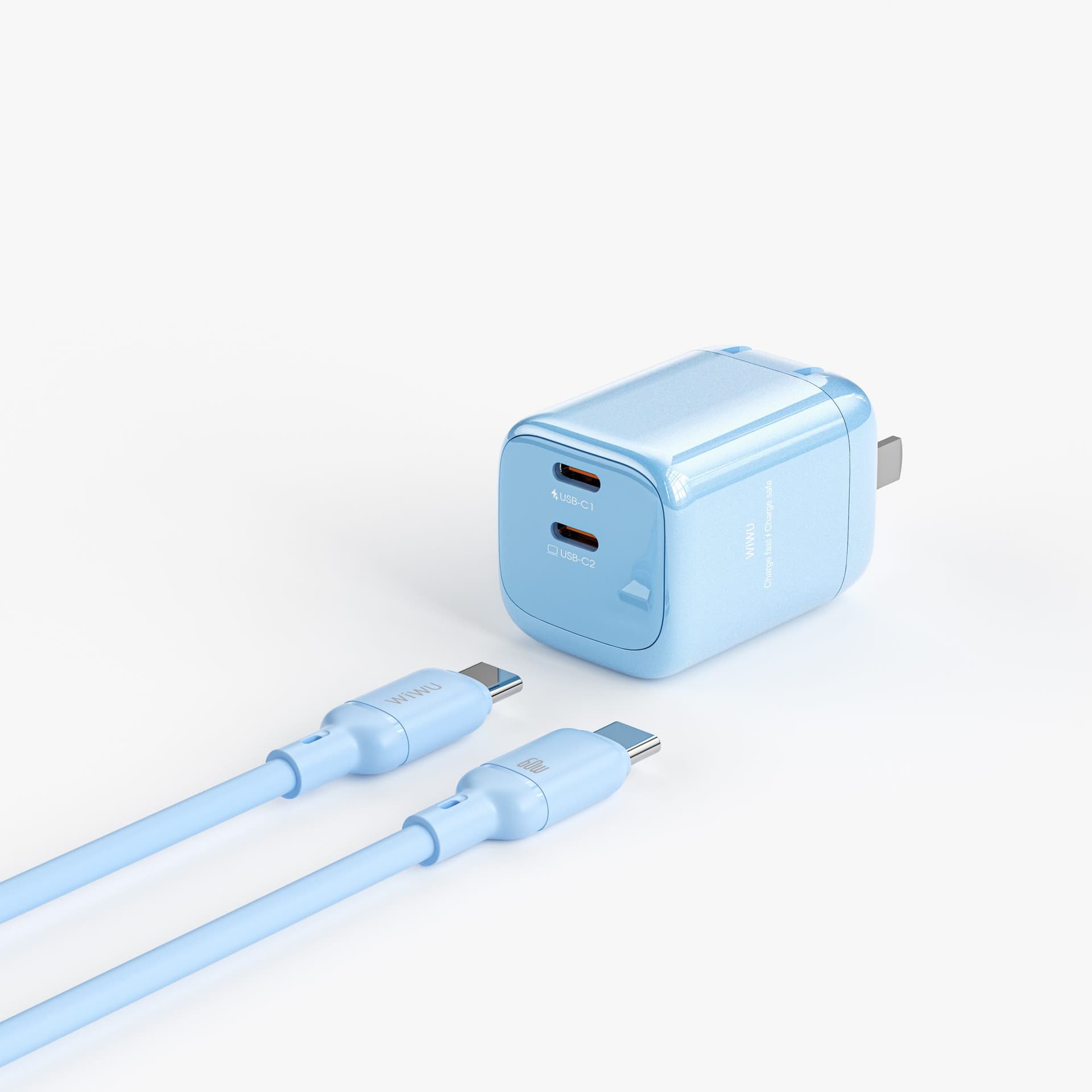Dual USB-C Fast Charger with 60W Cable
