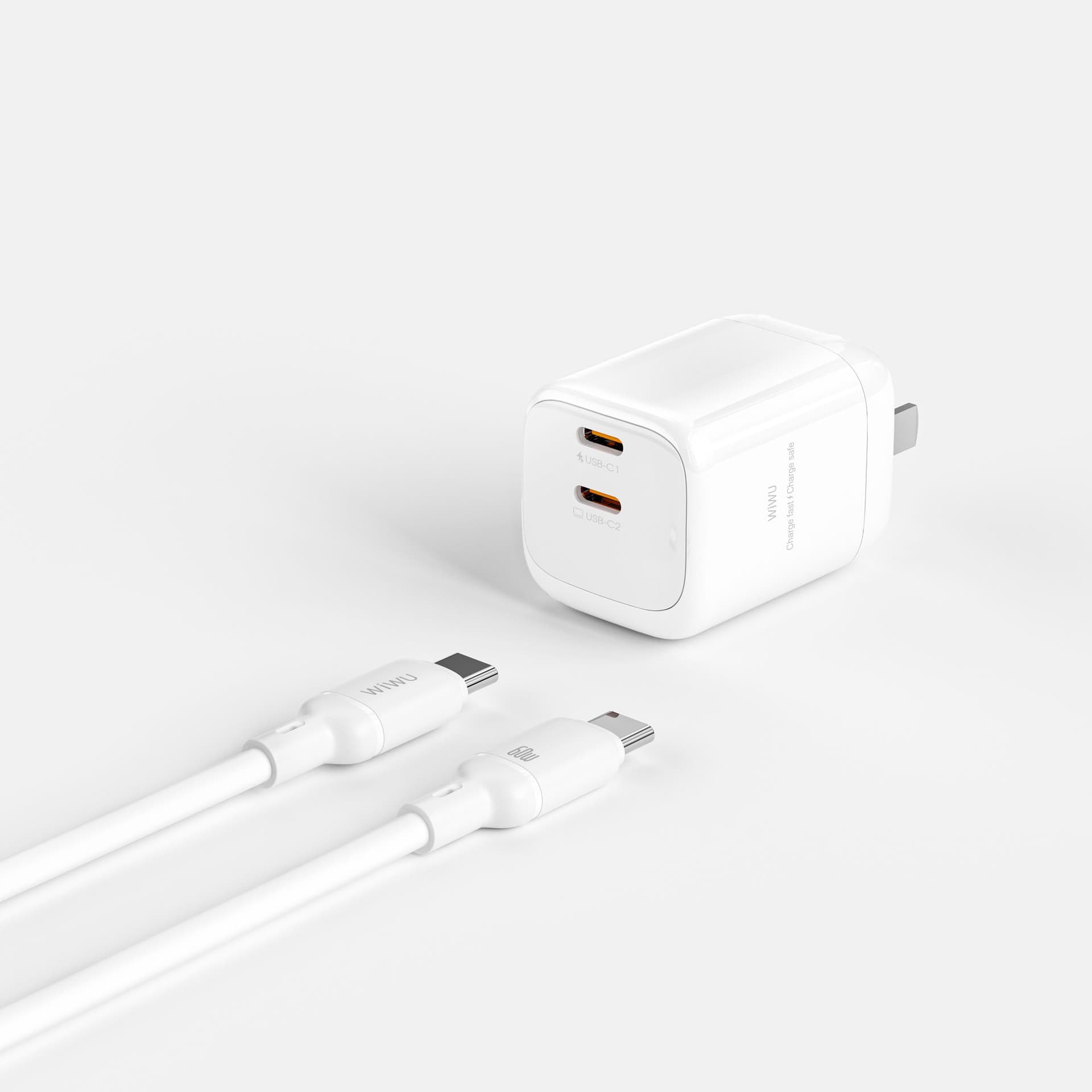 Dual USB-C Fast Charger with 60W Cable