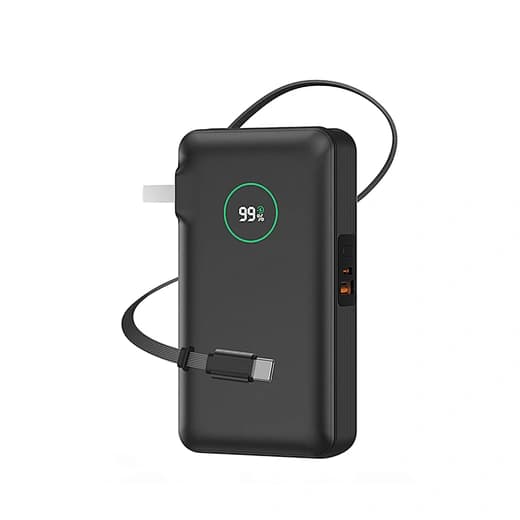 Portable Power Bank with Built-in Cables