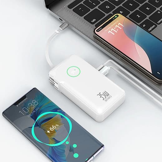 Portable Power Bank with Built-in Cables