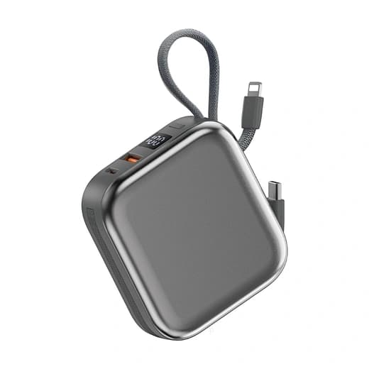 Portable Power Bank with Built-in Cables