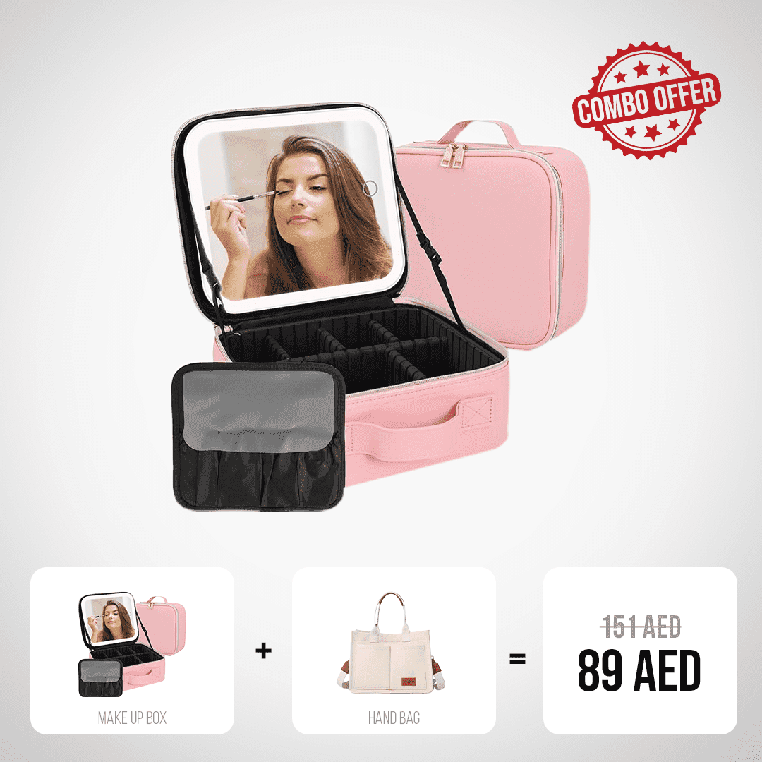 Makeup Box with Mirror & Hand Bag Combo